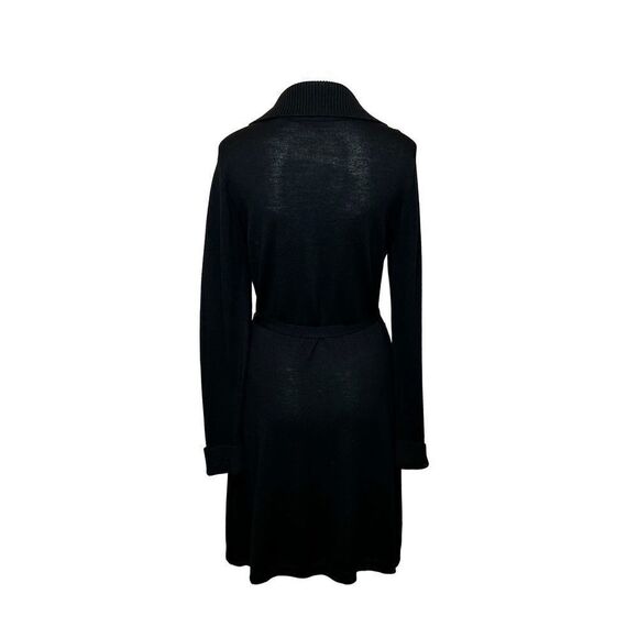 Halogen black merino wool button up cardigan with tie belt size M - Picture 9 of 14